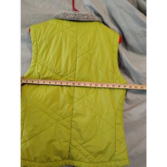Columbia Womens Vest Large Green Quilted Zip Sherpa Collar Outdoor - Picture 4 of 5